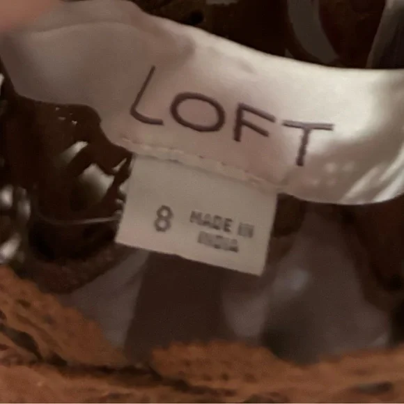 LOFT Brown Lace Detail Dress - Picture 4 of 6